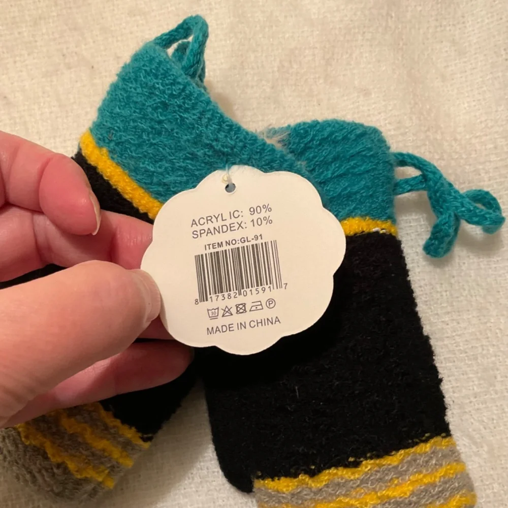 Kids Mittens Two Pairs Faux Fur Lined Multi Colored NWT